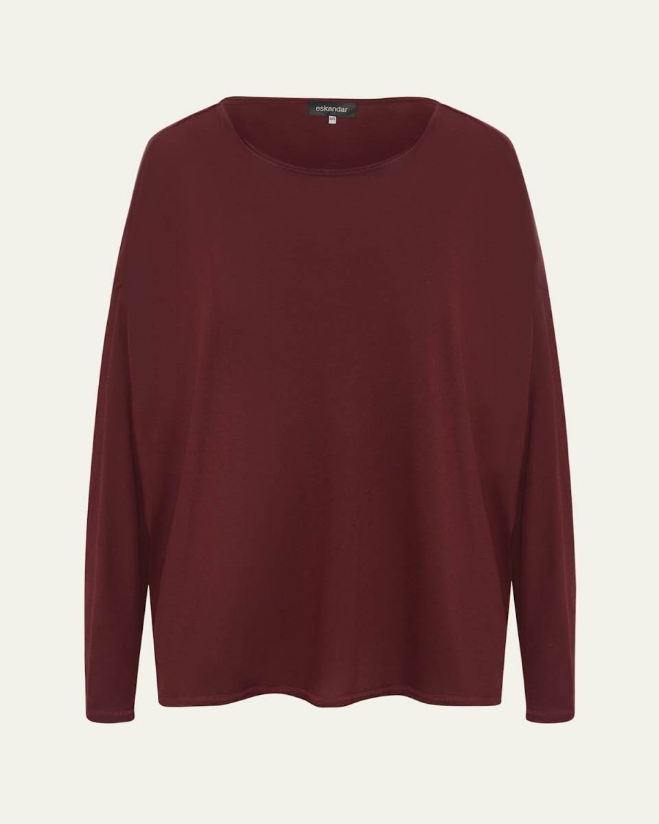 Long Sleeve Double Edge Scoop Neck T-Shirt (Mid Plus Length)